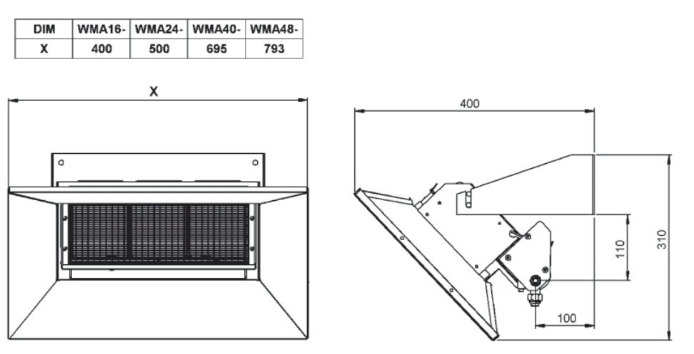 Rinnai Indoor Super Ray Dimensions